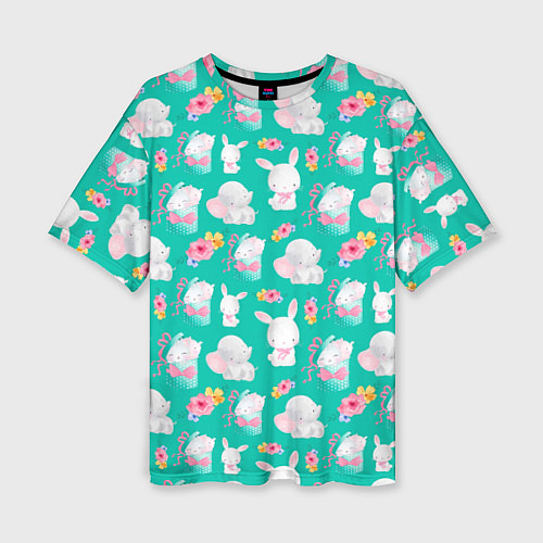 Женская футболка оверсайз Маленькие зайчата / 3D-принт – фото 1