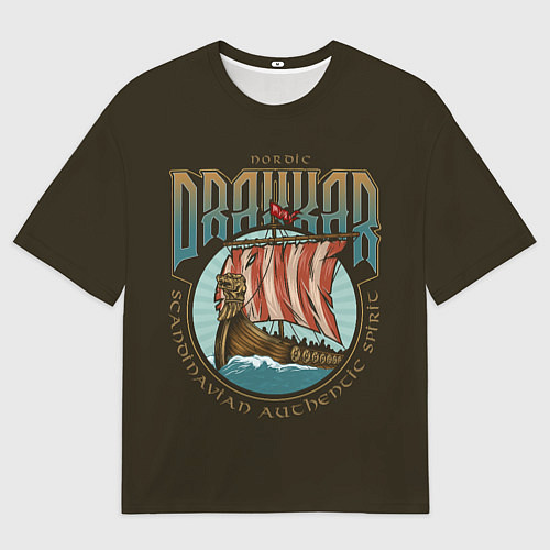 Женская футболка оверсайз DRAKKAR / 3D-принт – фото 1
