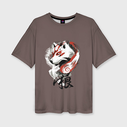 Женская футболка оверсайз Дух природы Белый волк / 3D-принт – фото 1