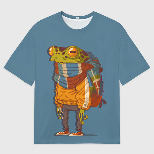 Женская футболка оверсайз Лягуха-путешественица / 3D-принт – фото 1