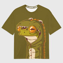 Женская футболка оверсайз Лягуха в костюме динозавра