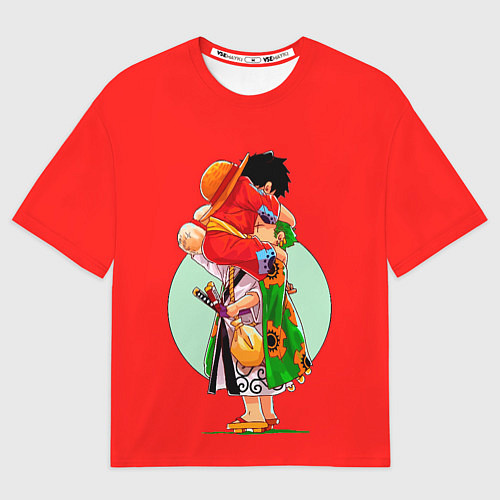 Женская футболка оверсайз Объятия Луффи чиби Ван Пис / 3D-принт – фото 1