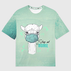 Футболка оверсайз женская Лама в маске, цвет: 3D-принт