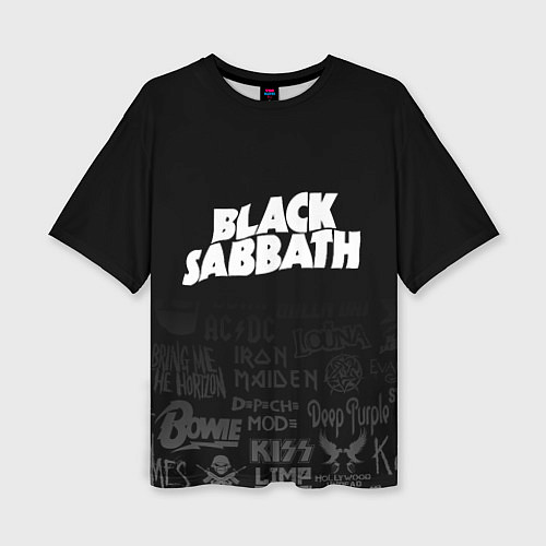 Женская футболка оверсайз Black Sabbath логотипы рок групп / 3D-принт – фото 1