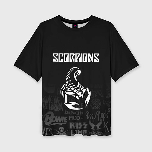 Женская футболка оверсайз Scorpions логотипы рок групп / 3D-принт – фото 1