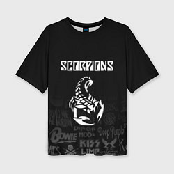 Женская футболка оверсайз Scorpions логотипы рок групп