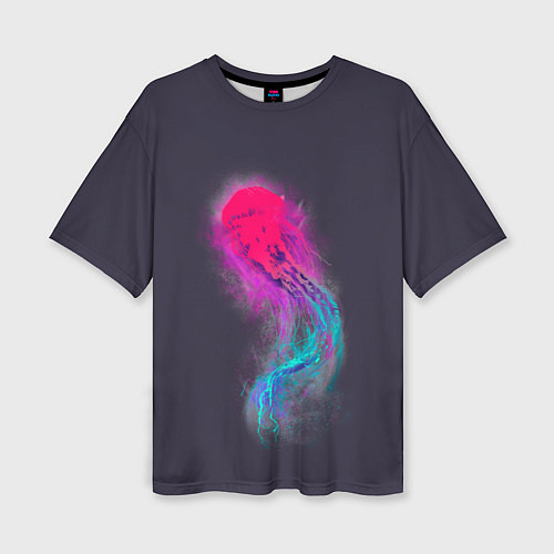 Женская футболка оверсайз Медуза Градиент Неон / 3D-принт – фото 1