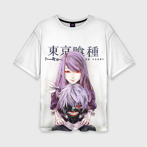 Женская футболка оверсайз Канеки и Ризе Tokyo ghoul / 3D-принт – фото 1
