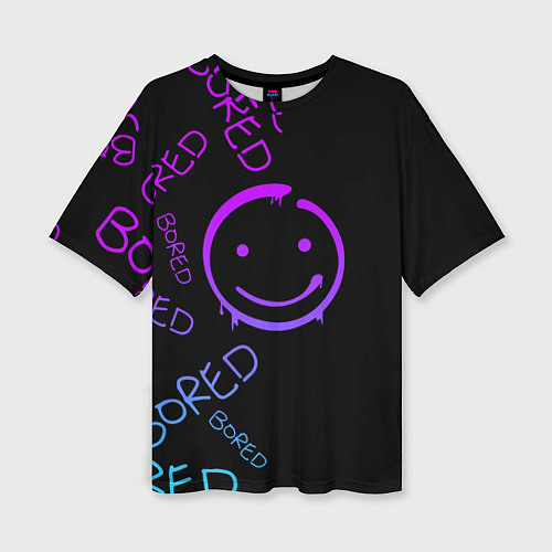 Женская футболка оверсайз Neon Bored Half pattern / 3D-принт – фото 1
