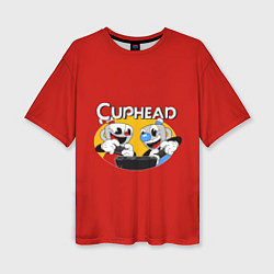 Женская футболка оверсайз Cuphead and Mugman Gamers