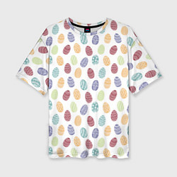 Женская футболка оверсайз Пасхальные яйца Паттерн на белом фоне