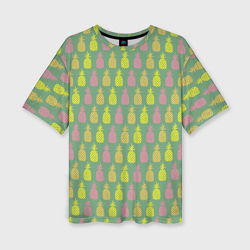 Женская футболка оверсайз Шествие ананасов / 3D-принт – фото 1
