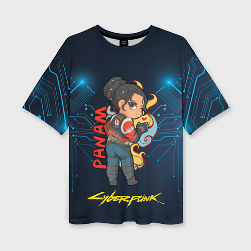 Женская футболка оверсайз Маленькая Panam Панам cyberpunk2077 / 3D-принт – фото 1