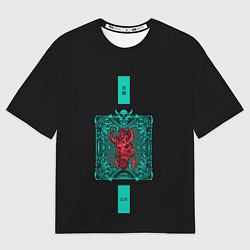 Женская футболка оверсайз Красный Демон с Свитком