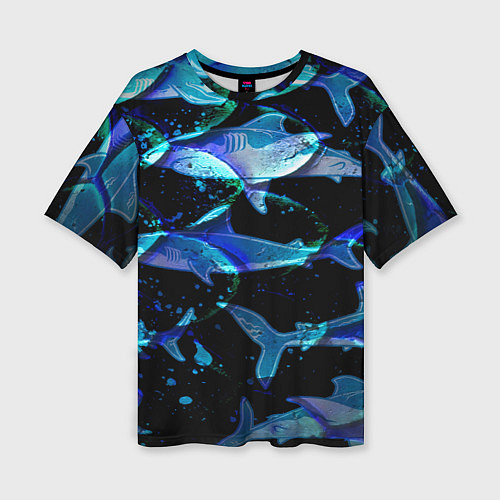 Женская футболка оверсайз На дне морском Акулы / 3D-принт – фото 1