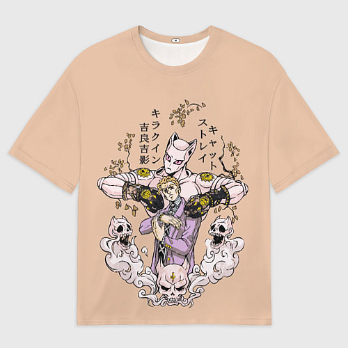 Женская футболка оверсайз KILLER QUEEN Йошикаге Кира JOJO PART 4 / 3D-принт – фото 1