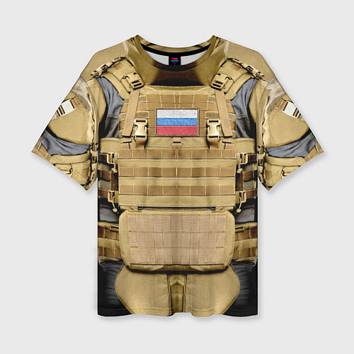 Женская футболка оверсайз Бронежилет- армия России / 3D-принт – фото 1