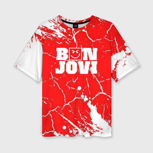 Женская футболка оверсайз Bon jovi Трещины / 3D-принт – фото 1