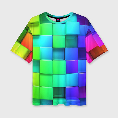 Женская футболка оверсайз Color geometrics pattern Vanguard / 3D-принт – фото 1