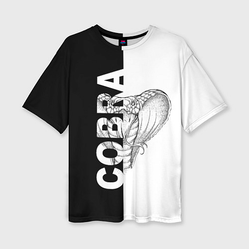 Женская футболка оверсайз КОБРА COBRA ЧБ / 3D-принт – фото 1