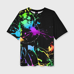 Женская футболка оверсайз Neon vanguard fashion pattern