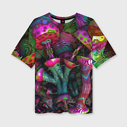 Женская футболка оверсайз Вот такие грибочки Pattern Психоделика