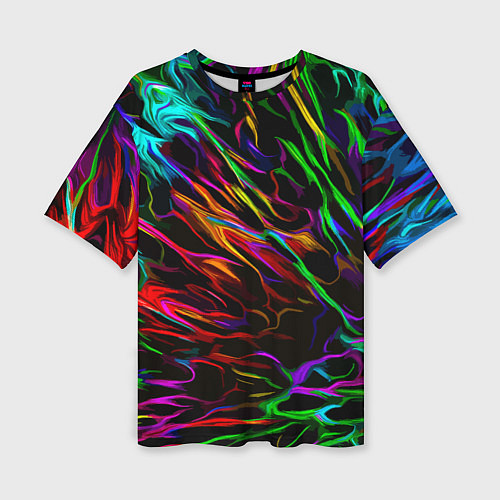 Женская футболка оверсайз Neon pattern Vanguard / 3D-принт – фото 1