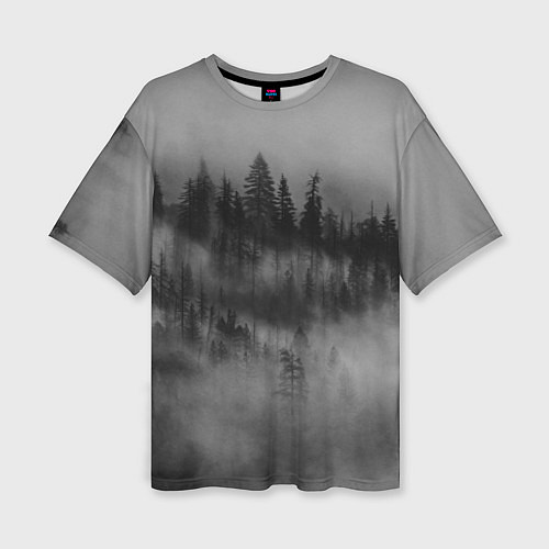 Женская футболка оверсайз Туманный лес - природа / 3D-принт – фото 1
