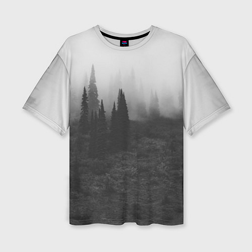 Женская футболка оверсайз Туманный лес - туман / 3D-принт – фото 1