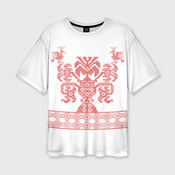 Женская футболка оверсайз Славянский Узор Дерево Мира 3D