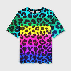 Женская футболка оверсайз Leopard Pattern Neon