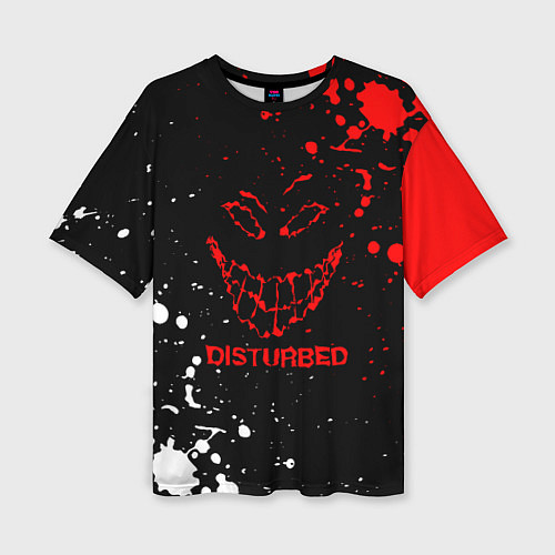 Женская футболка оверсайз Disturbed брызги красок / 3D-принт – фото 1