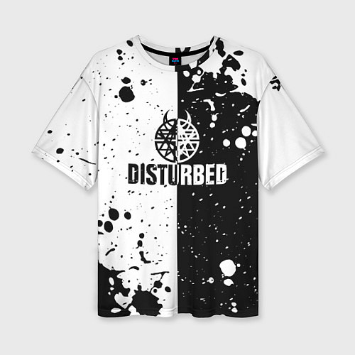 Женская футболка оверсайз Disturbed черное белое / 3D-принт – фото 1