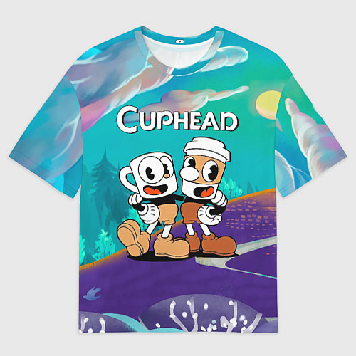 Женская футболка оверсайз Cuphead чашечка кофе / 3D-принт – фото 1