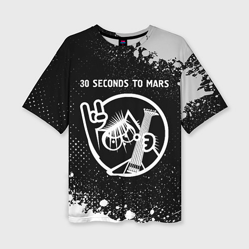 Женская футболка оверсайз 30 Seconds to Mars КОТ Краска / 3D-принт – фото 1