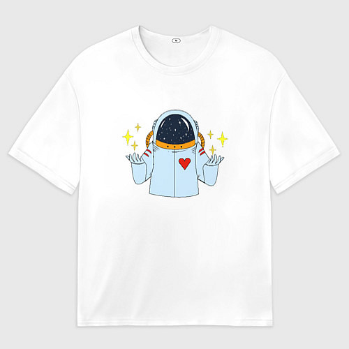 Женская футболка оверсайз Космонавт с сердцем / 3D-принт – фото 1