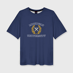 Женская футболка оверсайз Michigan University, дизайн в стиле американского