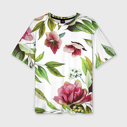 Женская футболка оверсайз Цветы Воздушные / 3D-принт – фото 1