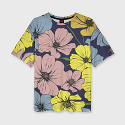 Женская футболка оверсайз Цветы Винтажный Цветок