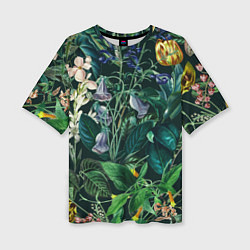 Женская футболка оверсайз Цветы Темный Сад