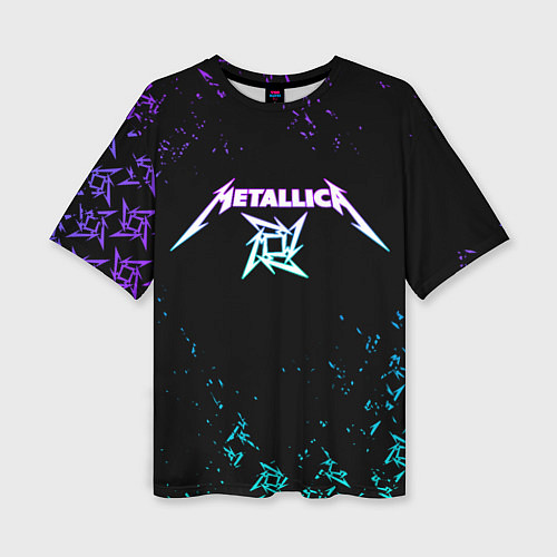 Женская футболка оверсайз Metallica металлика neon / 3D-принт – фото 1