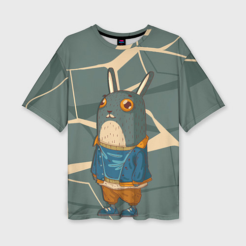 Женская футболка оверсайз Удивленный кролик / 3D-принт – фото 1