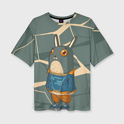Женская футболка оверсайз Удивленный кролик