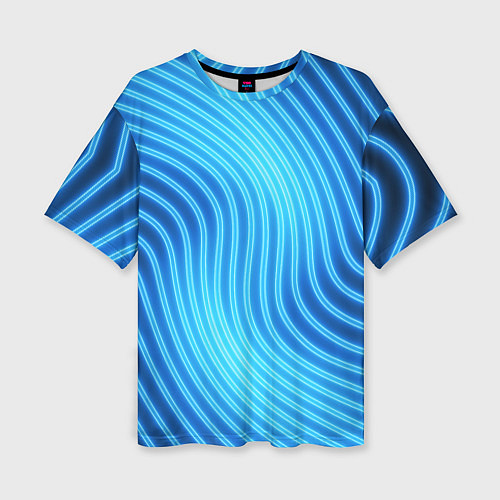 Женская футболка оверсайз Abstraction neon lines / 3D-принт – фото 1