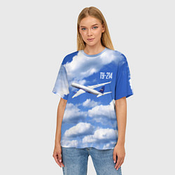 Футболка оверсайз женская Самолет Ту-214, цвет: 3D-принт — фото 2
