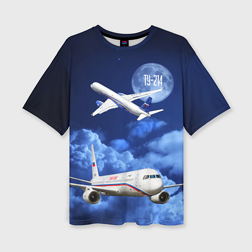 Женская футболка оверсайз Пассажирский самолет Ту-214 / 3D-принт – фото 1