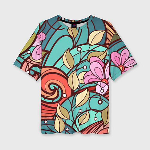 Женская футболка оверсайз Цветочный принт - арт / 3D-принт – фото 1