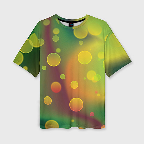 Женская футболка оверсайз Кружочки на разноцветном фоне / 3D-принт – фото 1