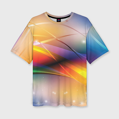 Женская футболка оверсайз Абстрактные линии разных цветов / 3D-принт – фото 1