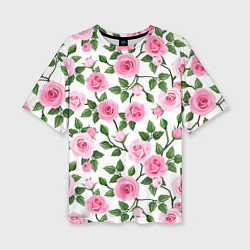 Женская футболка оверсайз Распустившиеся розы